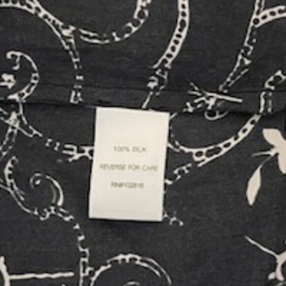 Garnet Hill Oversized Size 4 Black Floral Capped Sleeve Back Tie Silk Dress - Picture 7 of 7